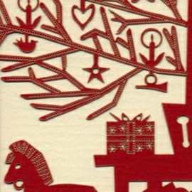 【xmas限定販売】 切抜きカード ツリーとプレゼント 赤