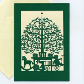 【xmas限定販売】 切抜きカード ツリーとプレゼント 緑