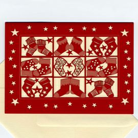 【xmas限定販売】 切抜きカード くつ下 赤
