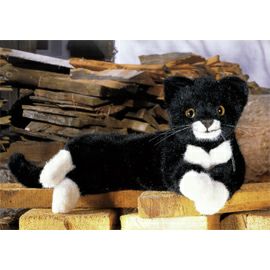 ケーセン Koesen ぬいぐるみ ねそべり猫（小） 黒