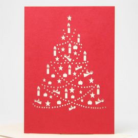 【xmas限定販売】 切抜カード ツリー 赤