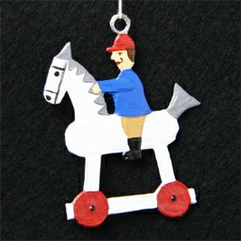 【xmas限定販売】 バベットシュバイツァー Babette Schweizer 錫のオーナメント 木馬にのる人 白