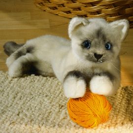 ケーセン Koesen ぬいぐるみ ねそべり猫(小)バーマン LITTLE BIRMACAT LYING