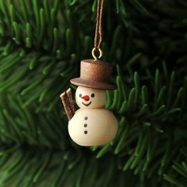 【xmas限定販売】《クリスマスオーナメント》 クリスティアンウルブリヒト Christian Ulbricht とんがり鼻のゆきだるま 白木茶帽子(小)