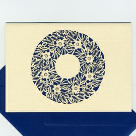 【xmas限定販売】 切抜カード フラワーリース 青