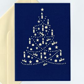 【xmas限定販売】 切抜カード ツリー 青