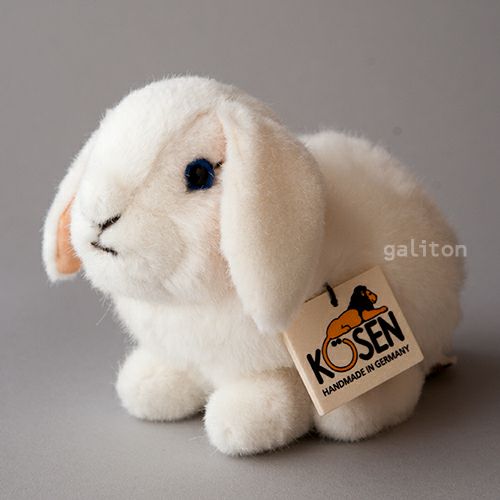 ケーセン Koesen ぬいぐるみ ドワーフロップの子 白 YOUNG DWARF LOP, WHITE