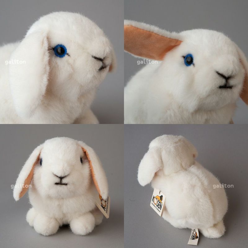 ケーセン Koesen ぬいぐるみ ドワーフロップの子 白 YOUNG DWARF LOP, WHITE