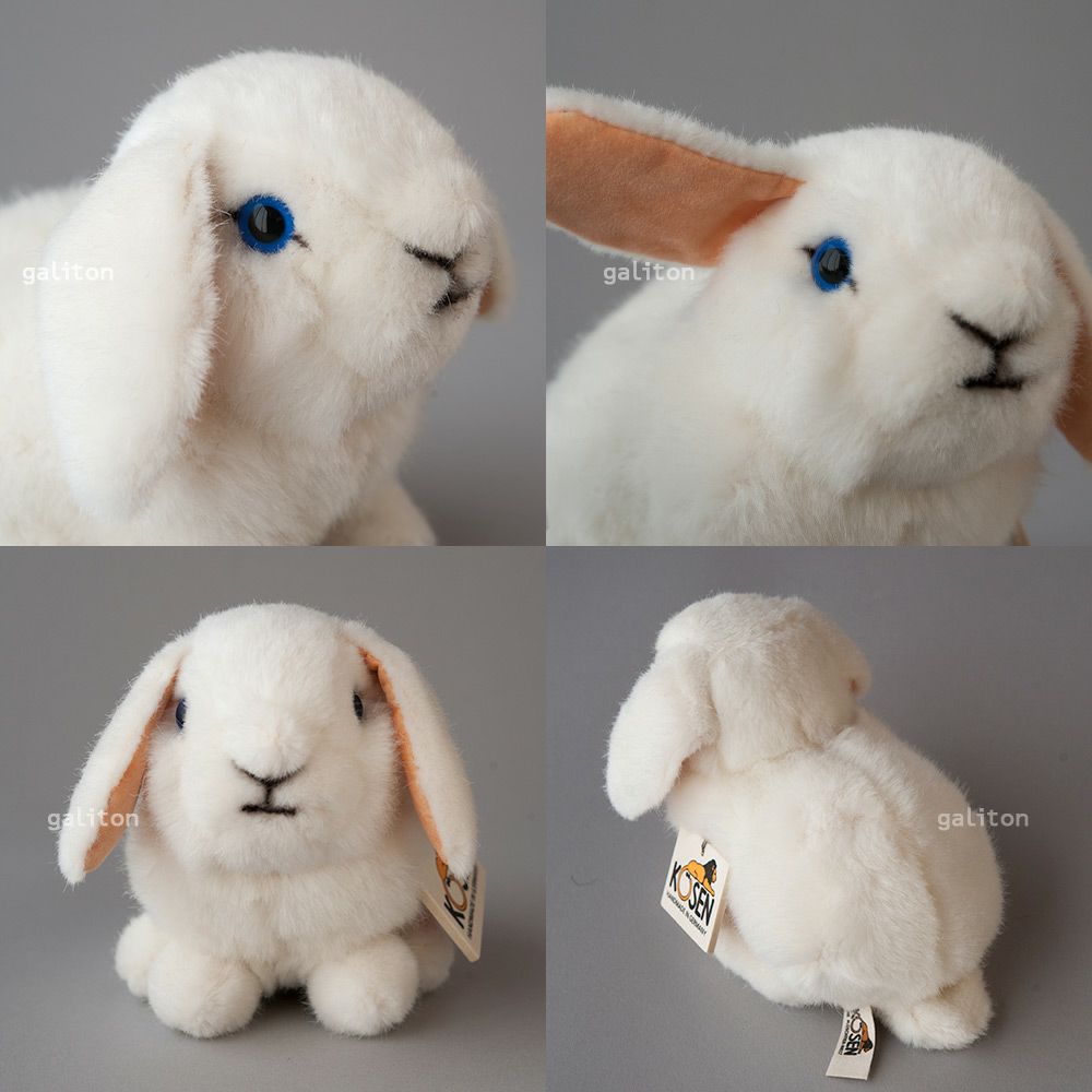 ケーセン Koesen ぬいぐるみ ドワーフロップの子 白 YOUNG DWARF LOP, WHITE