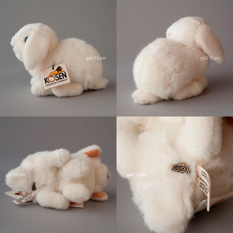 ケーセン Koesen ぬいぐるみ ドワーフロップの子 白 YOUNG DWARF LOP, WHITE