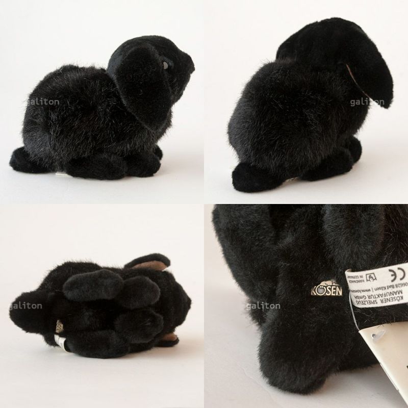 ケーセン Koesen ぬいぐるみ ドワーフロップの子 黒 YOUNG DWARF LOP, BLACK