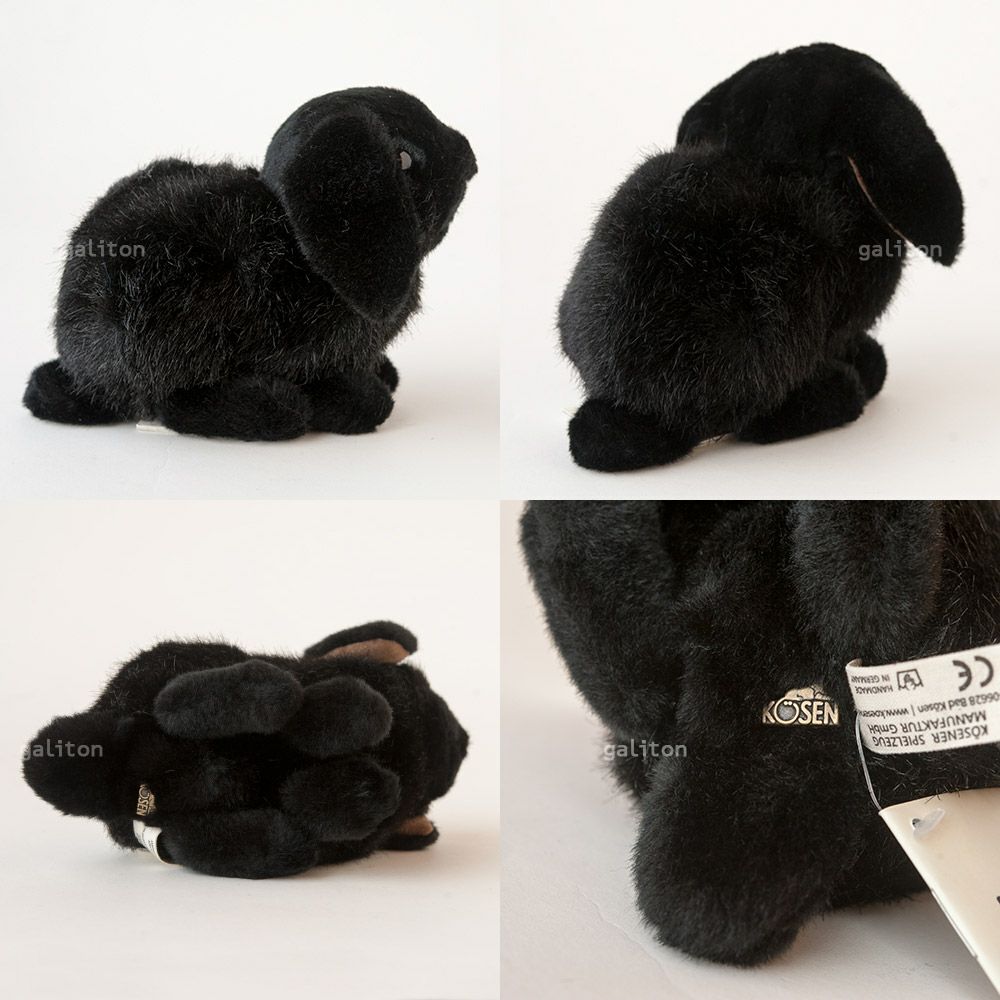 ケーセン Koesen ぬいぐるみ ドワーフロップの子 黒 YOUNG DWARF LOP, BLACK