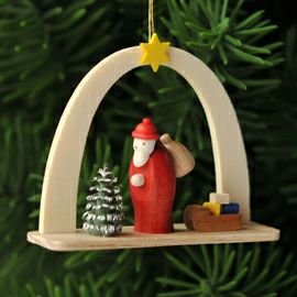 【xmas限定販売】《クリスマスオーナメント》 白木アーチ サンタとソリ