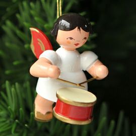 【xmas限定販売】《クリスマスオーナメント》 ウーリッヒ Uhlig 赤い羽根の天使 ドラム