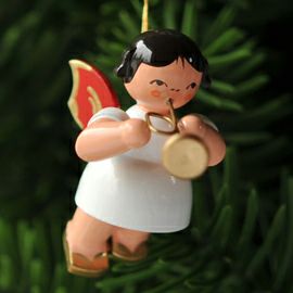 【xmas限定販売】《クリスマスオーナメント》 ウーリッヒ Uhlig 赤い羽根の天使 トランペット