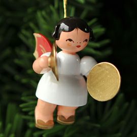 【xmas限定販売】《クリスマスオーナメント》 ウーリッヒ Uhlig 赤い羽根の天使 シンバル