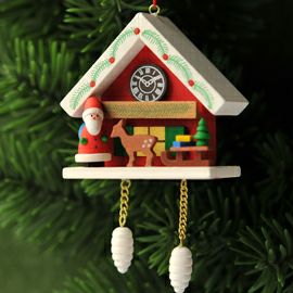【xmas限定販売】《クリスマスオーナメント》 クリスティアンウルブリヒト Christian Ulbricht 家時計 赤 サンタとシカ