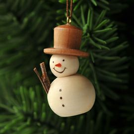 【xmas限定販売】《クリスマスオーナメント》 クリスティアンウルブリヒト Christian Ulbricht とんがり鼻のゆきだるま 白木茶帽子(大)