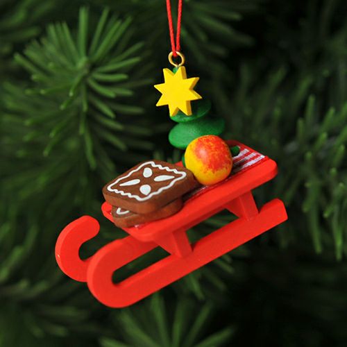 【xmas限定販売】《クリスマスオーナメント》 クリスティアンウルブリヒト Christian Ulbricht 赤いソリとりんご