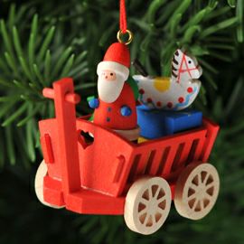【xmas限定販売】《クリスマスオーナメント》 クリスティアンウルブリヒト Christian Ulbricht 赤い荷車とサンタ