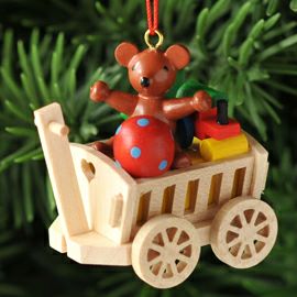 【xmas限定販売】《クリスマスオーナメント》 クリスティアンウルブリヒト Christian Ulbricht 白木の荷車とおもちゃ