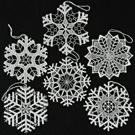 【xmas限定販売】 オーナメントレース スノークリスタル6枚セット シルバー
