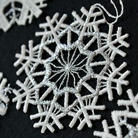 【xmas限定販売】 オーナメントレース スノークリスタル6枚セット シルバー