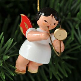 【xmas限定販売】《クリスマスオーナメント》 ウーリッヒ Uhlig 赤い羽根の天使 トロンボーン