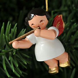 【xmas限定販売】《クリスマスオーナメント》 ウーリッヒ Uhlig 赤い羽根の天使 フルート