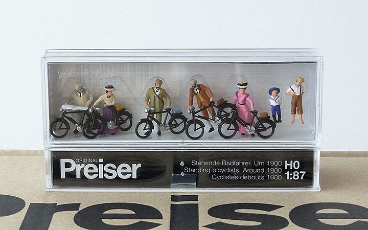 Preiser/プライザー 12129 HO 1/87 1900年頃の自転車の人