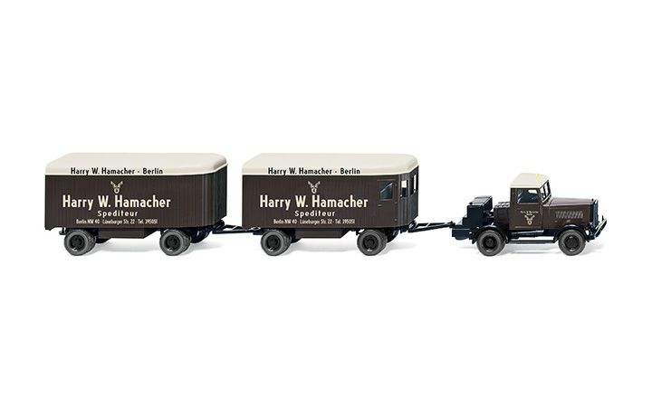 ヴィーキング Wiking 085101 Hanomag ST 100 with two furniture trailers