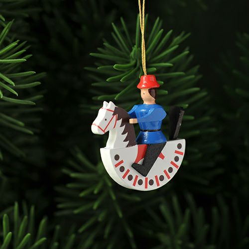【xmas限定販売】《クリスマスオーナメント》 木馬に乗る人 青