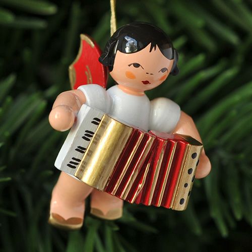 【xmas限定販売】《クリスマスオーナメント》 ウーリッヒ Uhlig 赤い羽根の天使 アコーデオン