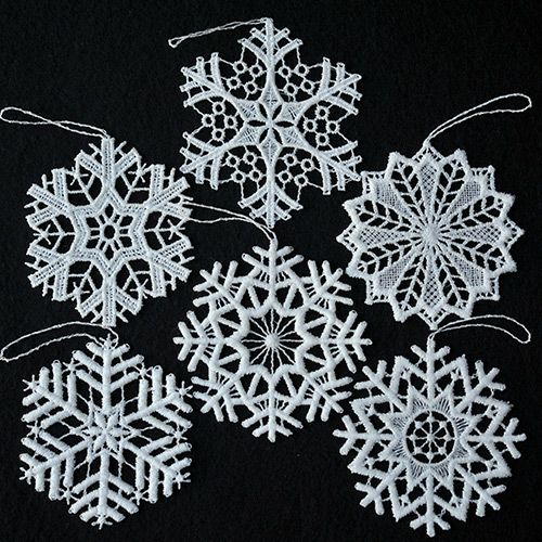 【xmas限定販売】 オーナメントレース スノークリスタル6枚セット ホワイト