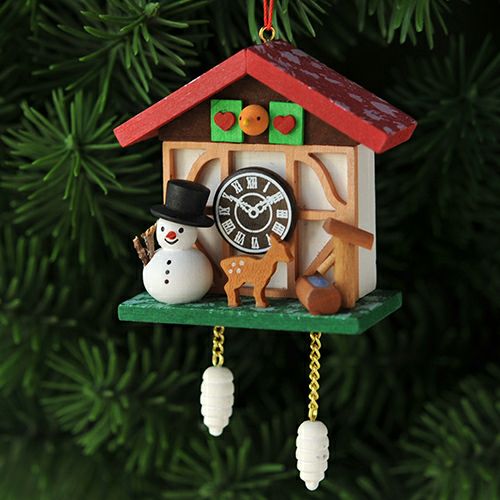 【xmas限定販売】《クリスマスオーナメント》 クリスティアンウルブリヒト Christian Ulbricht 赤い屋根の家時計 雪だるま