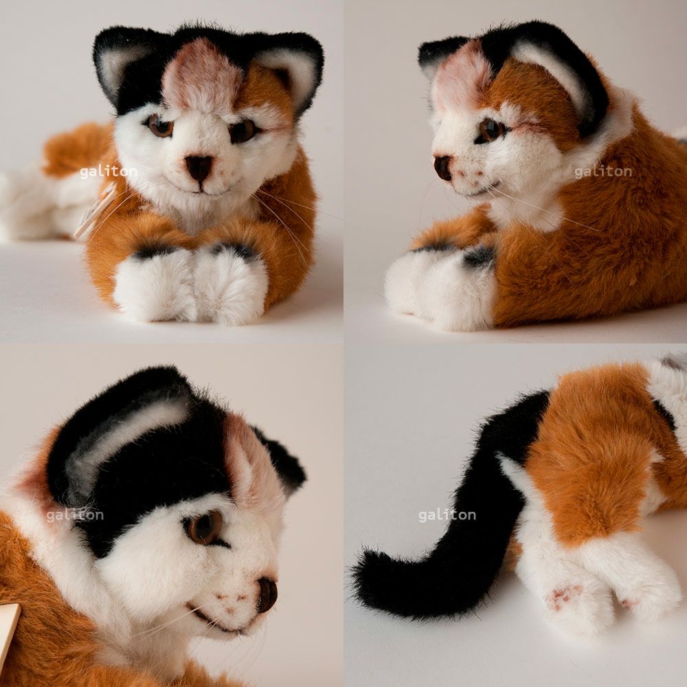 ケーセン Koesen ぬいぐるみ ねそべり猫（小）三毛