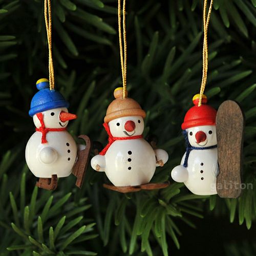 【xmas限定販売】《クリスマスオーナメント》 ミニ雪だるまトリオ ウィンタースポーツ