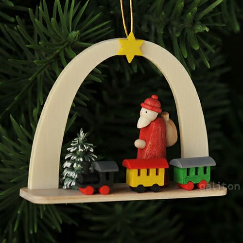 【xmas限定販売】《クリスマスオーナメント》 白木アーチ サンタと汽車