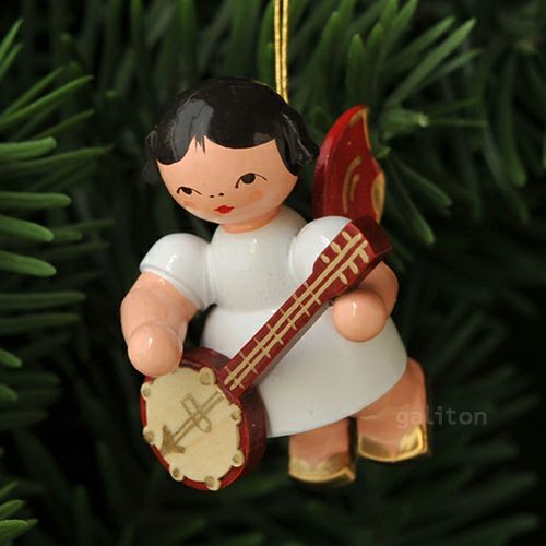 【xmas限定販売】《クリスマスオーナメント》 ウーリッヒ Uhlig 赤い羽根の天使 バンジョー