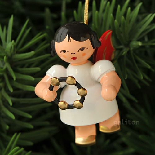 【xmas限定販売】《クリスマスオーナメント》 ウーリッヒ Uhlig 赤い羽根の天使 モンキータンバリン