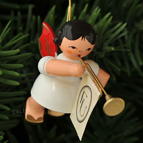 【xmas限定販売】《クリスマスオーナメント》 ウーリッヒ Uhlig 赤い羽根の天使 ファンファーレトランペット