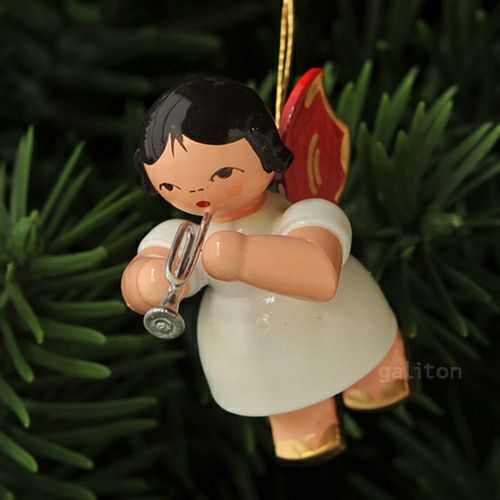 【xmas限定販売】《クリスマスオーナメント》 ウーリッヒ Uhlig 赤い羽根の天使 ピッコロトランペット