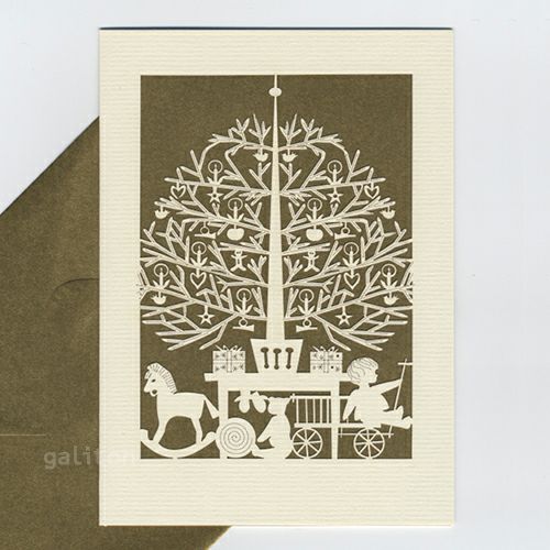 【xmas限定販売】 切抜カード ツリーとプレゼント ゴールド