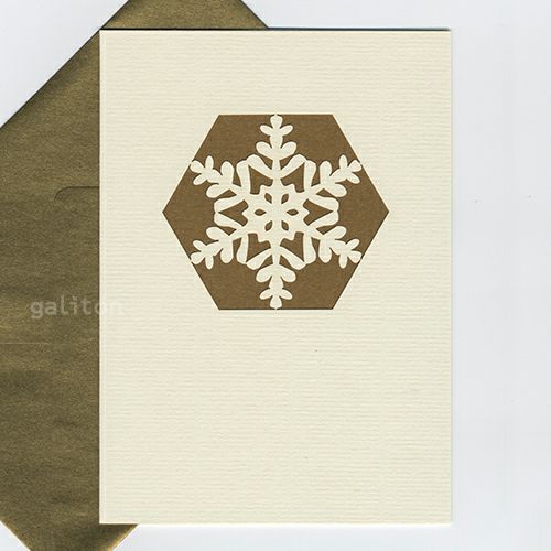 【xmas限定販売】 切抜カード 雪の結晶 ゴールド