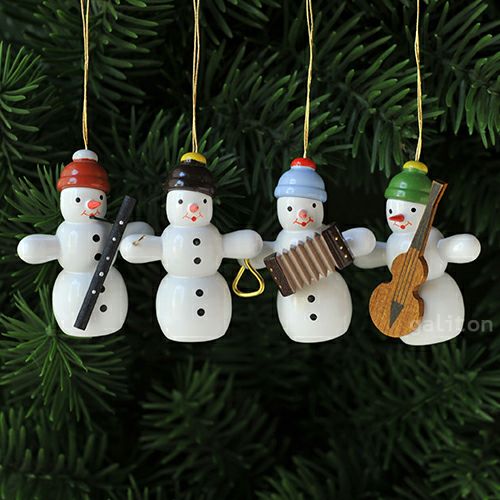 【xmas限定販売】《クリスマスオーナメント》 雪だるまの楽隊4人 Bセット