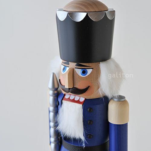 くるみ割り人形 ザイフェナーフォルクスクンスト Seiffener Volkskunst 王様 青/ナチュラル 112112