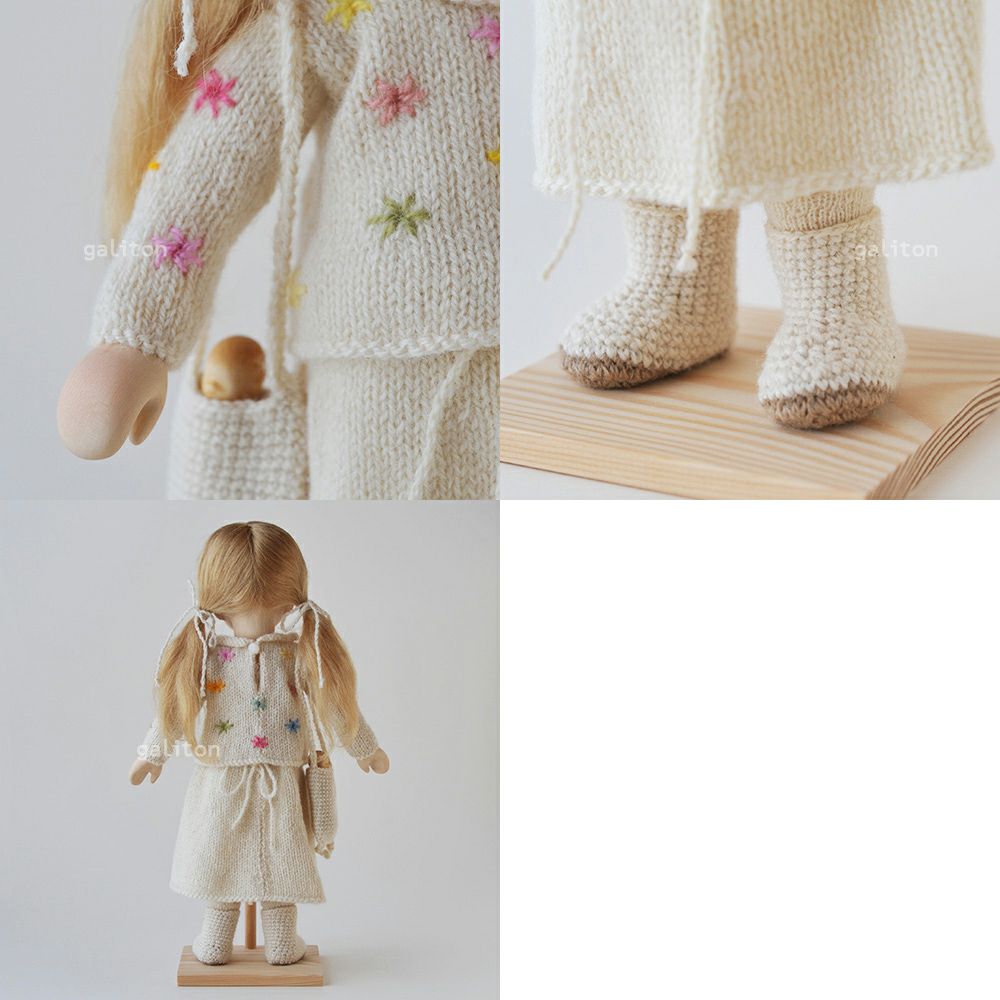 Elisabeth Pongratz ポングラッツ人形 オールウッド H290 おさげ髪白花柄セーター