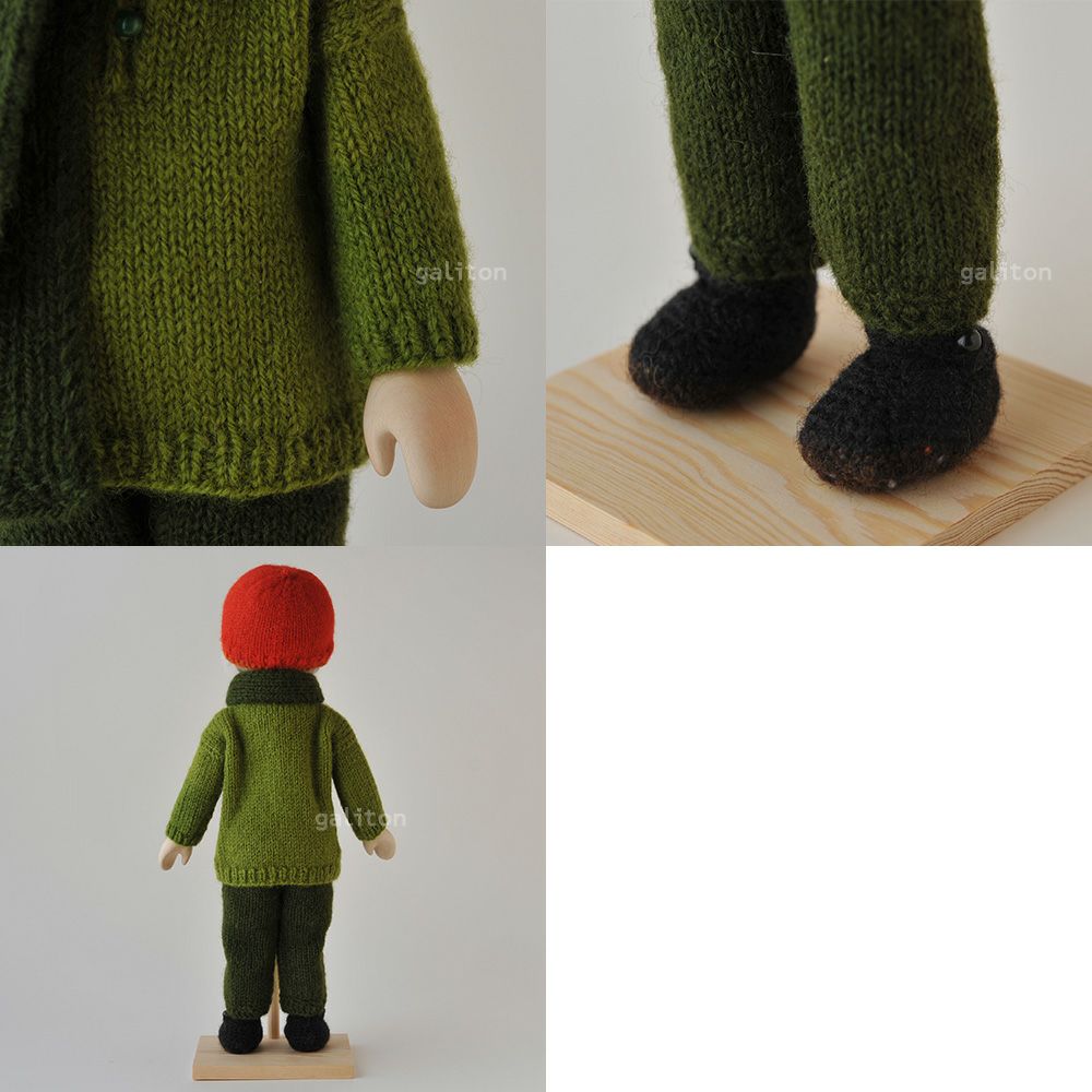 Elisabeth Pongratz ポングラッツ人形 オールウッド H314 緑セーター赤帽子