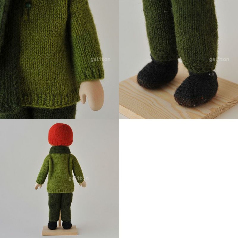 Elisabeth Pongratz ポングラッツ人形 オールウッド H314 緑セーター赤帽子