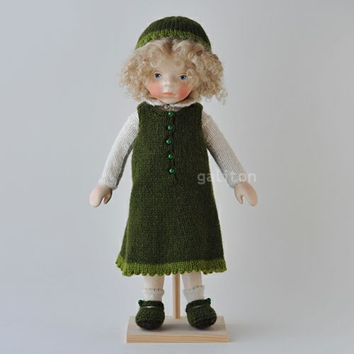 Elisabeth Pongratz ポングラッツ人形 オールウッド H329 緑帽子白セーター緑ニットワンピース